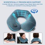 Keemall Inflatable Travel Neck Pillow for Airplane Train Car Washable Pillowcase U Shaped Office Napping Pillow