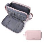 BAGSMART Toiletry Bag for Men, Travel Toiletry Organizer Dopp Kit Water-resistant Shaving Bag for Toiletries Accessories, Door Room Essentials,Pink-medium