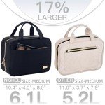 NISHEL Travel Toiletry Bag for women, Portable Hanging Organizer for Travel-Sized Shampoo, Conditioner, Brushes Set, makeup Accessories, Medium Size, Black