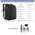MATEIN Carry on Backpack, Extra Large Travel Backpack Expandable Airplane Approved Weekender Bag for Men and Women, Water Resistant Lightweight Daypack for Flight 40L, Black