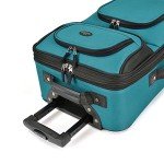 U.S. Traveler Lightweight Rolling 20" Carry On Luggage Softside Suitcase, Teal, 2 Wheel Single