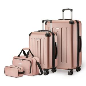 Rose Gold 4-Piece Luggage Set with Spinner Wheels