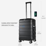 KROSER Black Expandable Carry-On Luggage with Wheels