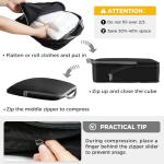 BAGAIL 4 Set/6 Set/8 Set Compression Packing Cubes Travel Accessories Expandable Packing Organizers (Cloth Pattern, 4-Black)