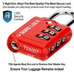 SURE LOCK TSA Approved 3 Digit Luggage Locks with Zinc Alloy Body and Hardened Steel Shackle to Lock Travel Suitcase (RED 2 Pack)