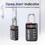 SURE LOCK TSA Approved 4-Digit Resettable Combination Luggage Locks with Open Alert, Easy-Read Dials - for Luggage, School Lockers, Gym, Office, Toolbox & Security Cases (Black 2 Pack)