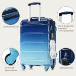 Merax 3 Piece Hardside Luggage Sets Spinner Wheel Suitcases, Navy(Horizontal Stripe), 20/24/28 Inch