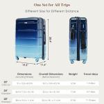 Merax 3 Piece Hardside Luggage Sets Spinner Wheel Suitcases, Navy(Horizontal Stripe), 20/24/28 Inch