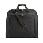 Amazon Basics 43" Premium Garment Bag for Travel, Suit Bag with Shoulder Strap for Suits and Dresses, 1680D Polyester Fabric, Exterior/Interior Pockets, Leather-reinforced Corners, Trifold, Black