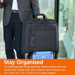 Amazon Basics 43" Premium Garment Bag for Travel, Suit Bag with Shoulder Strap for Suits and Dresses, 1680D Polyester Fabric, Exterior/Interior Pockets, Leather-reinforced Corners, Trifold, Black