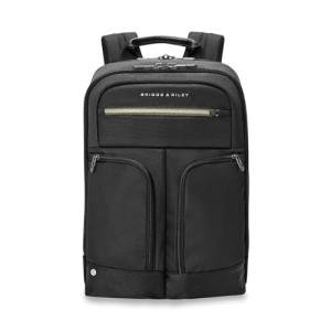 Briggs & Riley Slim Expandable Backpack - Carry On Travel Backpack for Women & Men, Personal Item Bag, Self-Repairing Zippers, Padded Straps, Fits up to 16" Laptop - HTA Collection, Black
