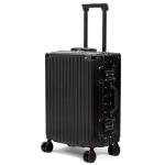 VentureVault 26 Inch Checked in Luggage with Aluminum Frame,PC Hard Shell Suitcase with Spinner Wheels and TSA Lock, Large Suitcase for Travel (Black)
