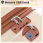 Merax 24 Inch Expandable Checked Luggage, Hardshell ABS Medium Suitcase with Spinner Wheels, TSA Lock, Lightweight Durable Travel Suitcase for Men Women(White Brown)