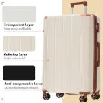 Merax 24 Inch Expandable Checked Luggage, Hardshell ABS Medium Suitcase with Spinner Wheels, TSA Lock, Lightweight Durable Travel Suitcase for Men Women(White Brown)