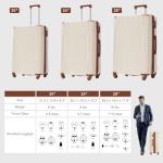 Merax 24 Inch Expandable Checked Luggage, Hardshell ABS Medium Suitcase with Spinner Wheels, TSA Lock, Lightweight Durable Travel Suitcase for Men Women(White Brown)