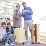 Merax 24 Inch Expandable Checked Luggage, Hardshell ABS Medium Suitcase with Spinner Wheels, TSA Lock, Lightweight Durable Travel Suitcase for Men Women(White Brown)