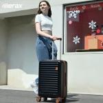 Merax Luggage Set of 3, 20, 24, 28inch with USB Port, 20, 24inch with front opening design Airline Certified Carry on Luggage, ABS Hard Shell Luggage with Spinner Wheels, ABS+black and brown