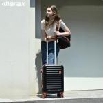 Merax Front Opening 20-Inch Carry-On Luggage with Expandable Travel Bag Set, ABS Hard Shell Two-piece Suitcase Set with USB Port, Cup Holder, ABS+black and brown