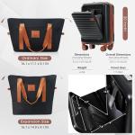 Merax Front Opening 20-Inch Carry-On Luggage with Expandable Travel Bag Set, ABS Hard Shell Two-piece Suitcase Set with USB Port, Cup Holder, ABS+black and brown