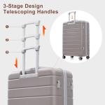 Merax 3 Piece ABS Hardshell Luggage Sets Spinner Wheel Suitcase TSA Lock Suit Case, Light Brown, 20/24/28 Inch