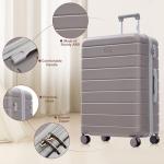 Merax 3 Piece ABS Hardshell Luggage Sets Spinner Wheel Suitcase TSA Lock Suit Case, Light Brown, 20/24/28 Inch
