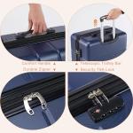 Sweetcrispy 20-Inch Navy Blue Hard Shell Carry-On Suitcase