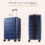 Sweetcrispy 20-Inch Navy Blue Hard Shell Carry-On Suitcase