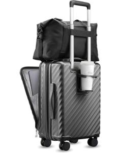 LUGGEX Expandable Carry On Luggage with Cup Holder
