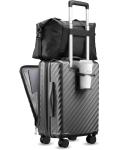 LUGGEX Expandable Carry On Luggage with Cup Holder