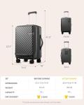 LUGGEX Expandable Carry On Luggage with Cup Holder