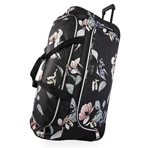 BEBE Black Floral 30" Rolling Duffel Bag