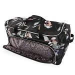 BEBE Black Floral 30" Rolling Duffel Bag