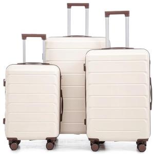 Merax 3-Piece Brown/Ivory Hardside Luggage Set