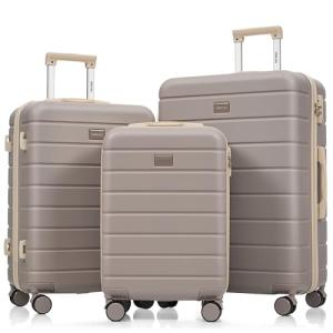 Merax 3 Piece Hardshell Luggage Set, Rosybrown