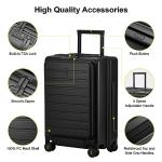 LEVEL8 Carry On Luggage with Compartment, 20 Inch Lightweight Hard Shell Rolling Suitcase with Wheels Airline Approved with Front Pocket, Double Tsa Locks, Black