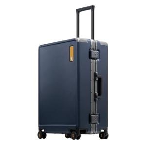 LEVEL8 Zipperless Checked Luggage with Aluminum Frame, Upgraded Medium Hardside Suitcase with Spinner Wheels, Metal Travel Luggage with Double Tsa Locks, 24 Inch, Blue