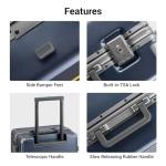LEVEL8 Zipperless Checked Luggage with Aluminum Frame, Upgraded Medium Hardside Suitcase with Spinner Wheels, Metal Travel Luggage with Double Tsa Locks, 24 Inch, Blue