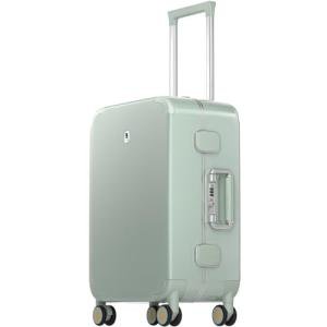 LEVEL8 Zipperless Carry On Luggage Airline Approved with Aluminum Frame, Cute Hardside Suitcase with Spinner Wheels, Metal Rolling Travel Case with Tsa Locks, 20 Inch, Light Green