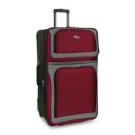U.S. Traveler New Yorker Lightweight Softside Expandable Travel Rolling Luggage, Deep Red, 4-Piece Set (15/21/25/29)