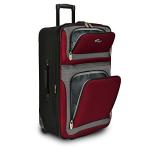 U.S. Traveler New Yorker Lightweight Softside Expandable Travel Rolling Luggage, Deep Red, 4-Piece Set (15/21/25/29)