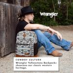 Wrangler Yellowstone Sturdy Backpack for Travel Classic Logo Water Resistant Casual Daypack for Travel with Padded Laptop Notebook Sleeve