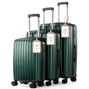 UrbanExplorer Lightweight 3-Piece Luggage Set - Green