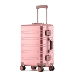 Pink Aluminum Carry-On Luggage with Spinner Wheels