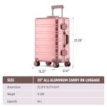 Pink Aluminum Carry-On Luggage with Spinner Wheels