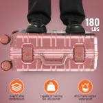 Pink Aluminum Carry-On Luggage with Spinner Wheels