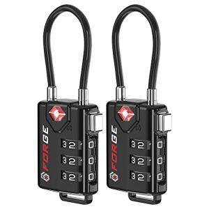 TSA Approved Black Cable Luggage Locks - 2 Pack