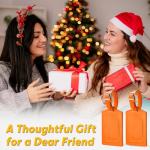 Travelambo 4 Pack Orange Leather Luggage Tags