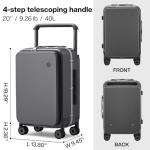 Mixi 20-Inch Luxury Carry On Luggage - Rock Grey