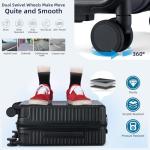 HanTrip 28 Inch Luggage Hard Shell Suitcases, Expandable Travel Checked Luggage 28 Inch, Large Check In Luggage with Spinner Wheels Cup Holder Charger Built in Lightweight Suitcase, Black