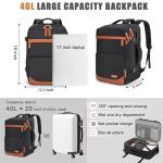 40L Water-Resistant USB Travel Laptop Backpack